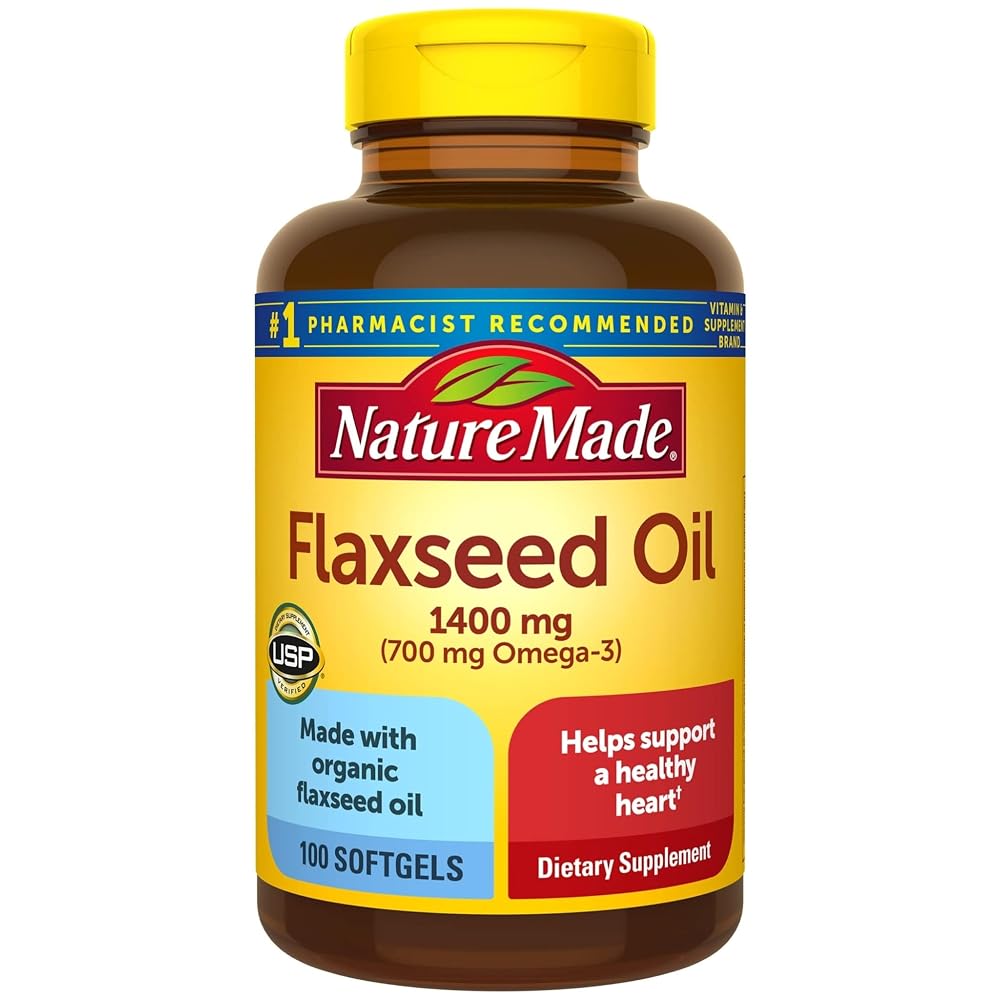 Nature Made Organic Flaxseed Oil 1,400 mg for Heart Health - 300 Softgels