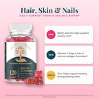 Biotic's Gain Biotin Gummies 10000mcg Hair Skin Nails - 120 Count - image 3