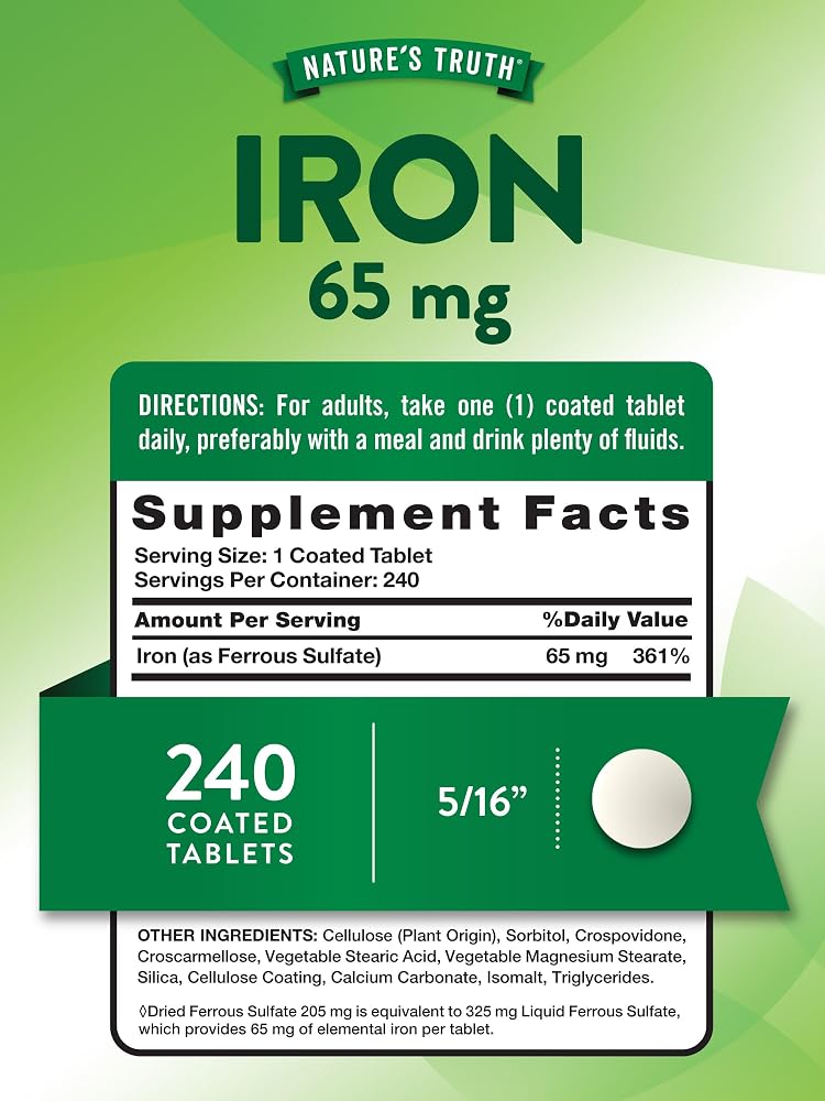 Nature's Truth Iron 65mg Tablets - 240 Count - image 2