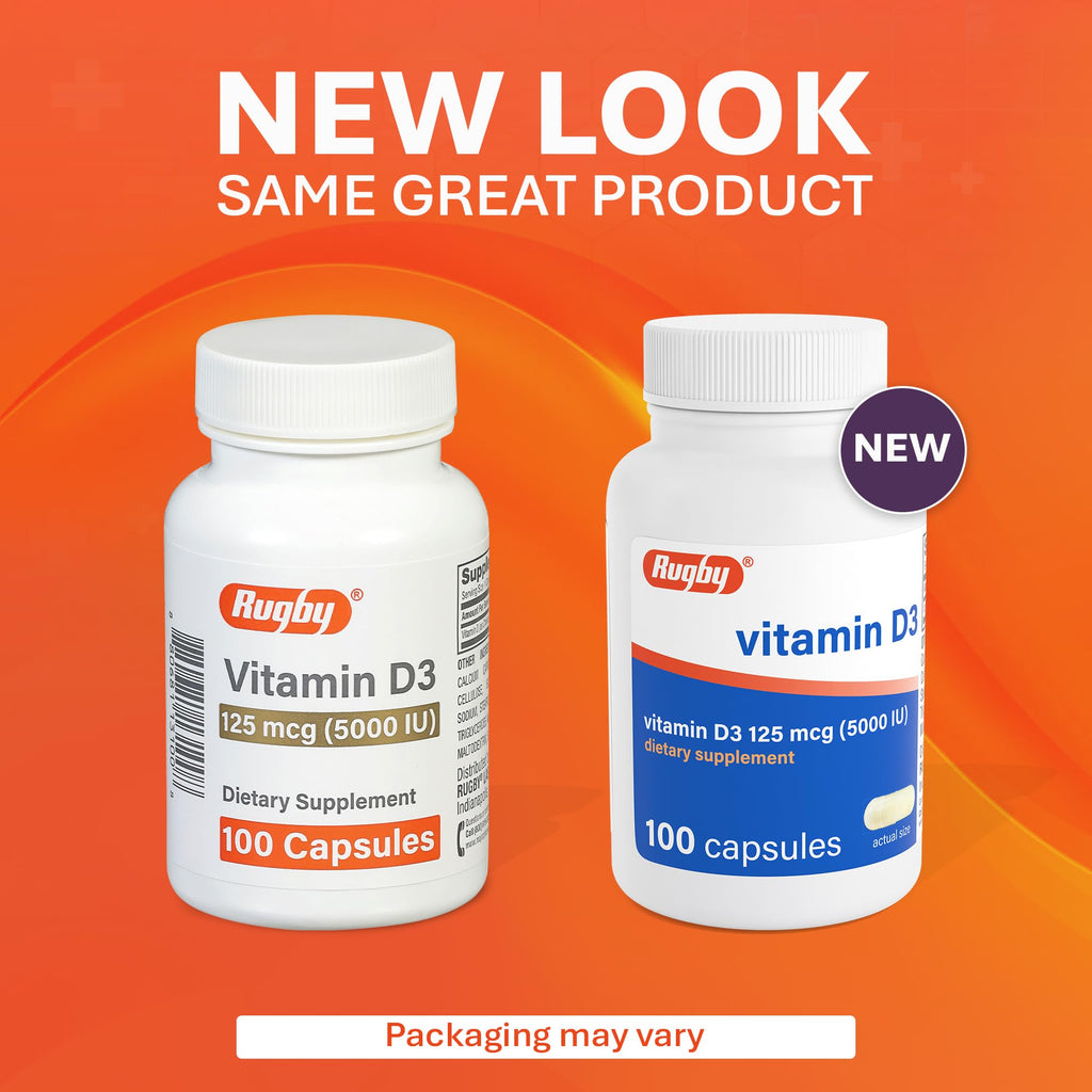 Rugby Vitamin D3 5000 IU - 100 Capsules - image 3