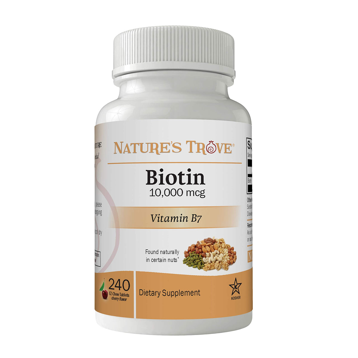 Nature's Trove Biotin 10,000 mcg Chewable Tablets - 240 Tablets