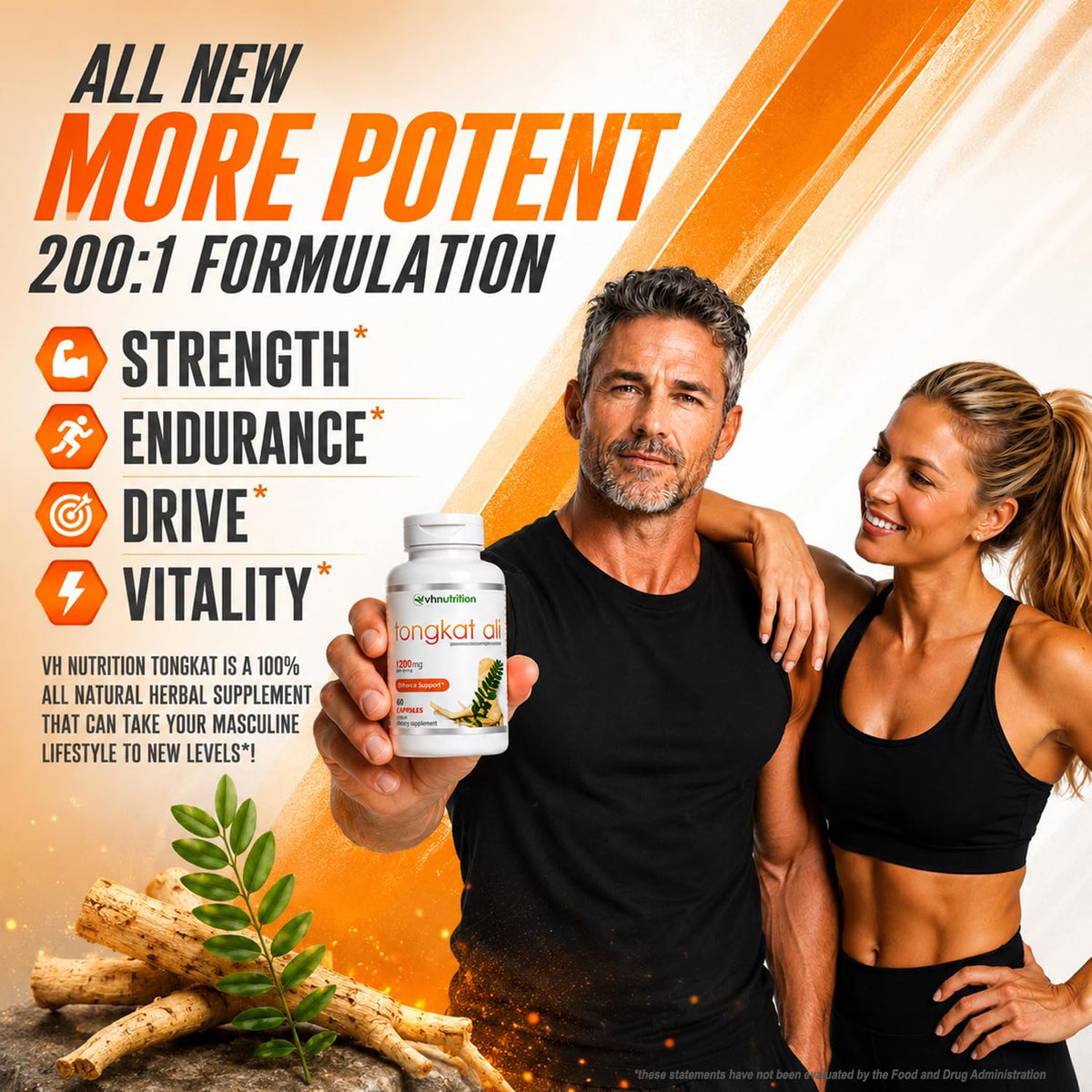 VH Nutrition Tongkat Ali Extract Powder Hormone Support - 60 Capsules - image 2