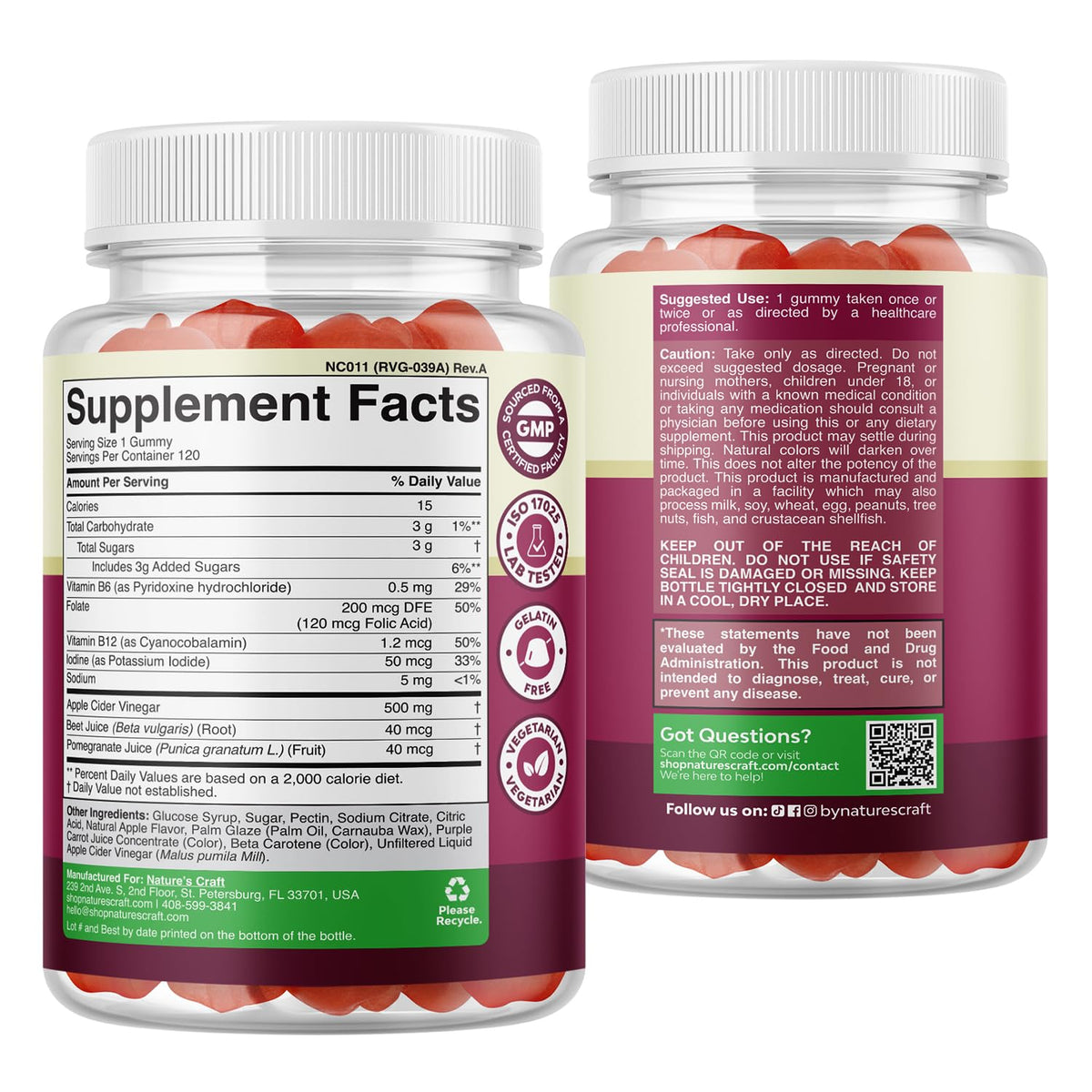 Natures Craft Apple Cider Vinegar Gummies - 120 Count - image 8
