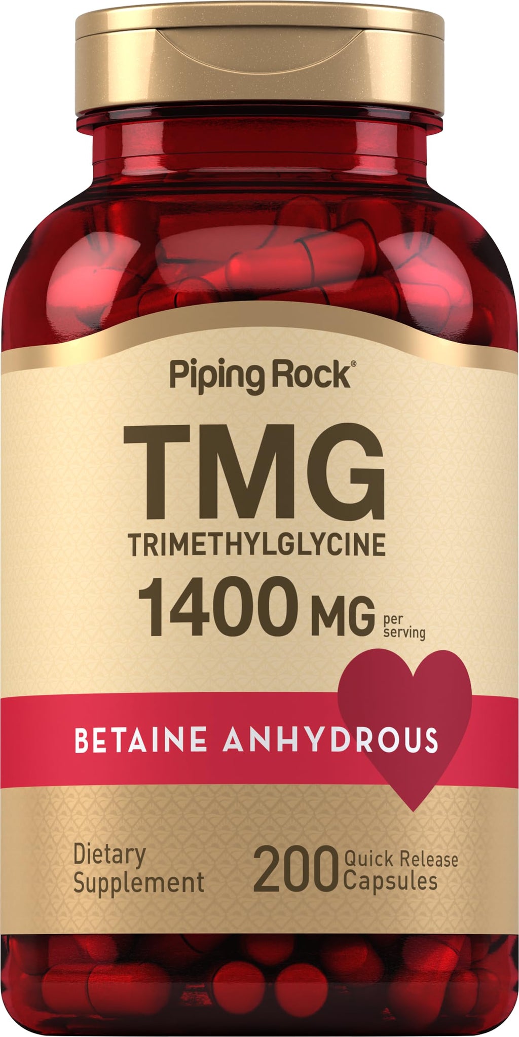 Piping Rock TMG Trimethylglycine 1400 mg - 200 Capsules