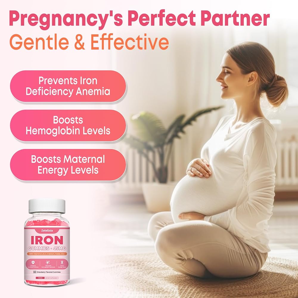 Zetelixia Iron Supplement Gummies for Women Men