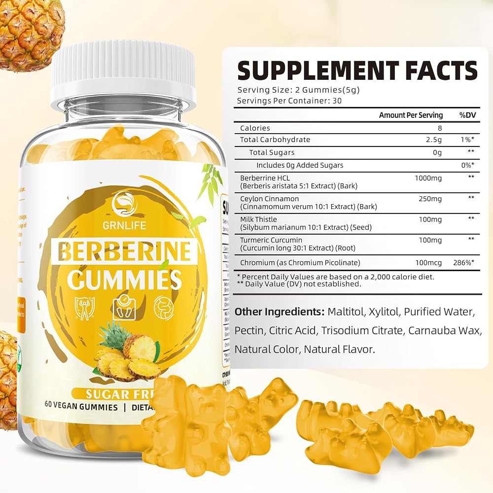 GrnLife Berberine Gummies with Ceylon Cinnamon Gummies