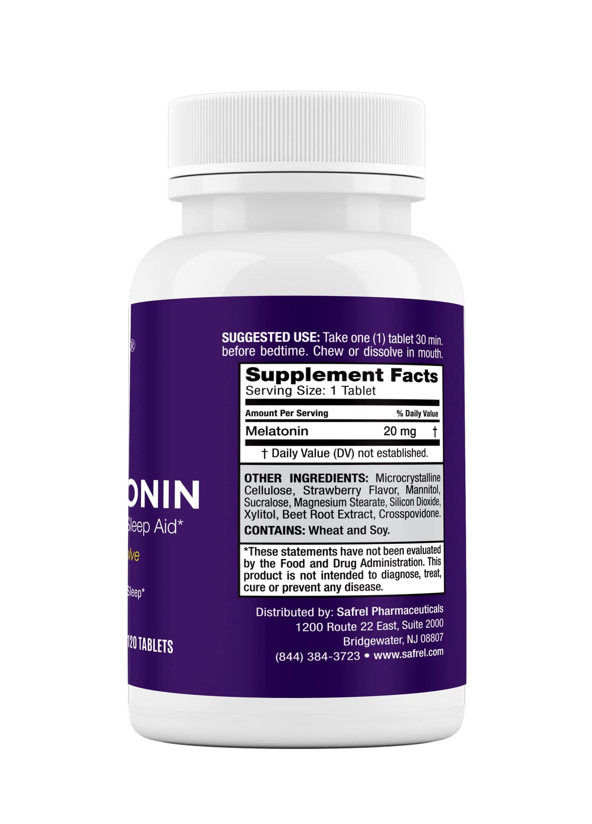 Safrel Melatonin 20mg Fast Dissolve Tablets Sleep Support - 120 Count - image 3
