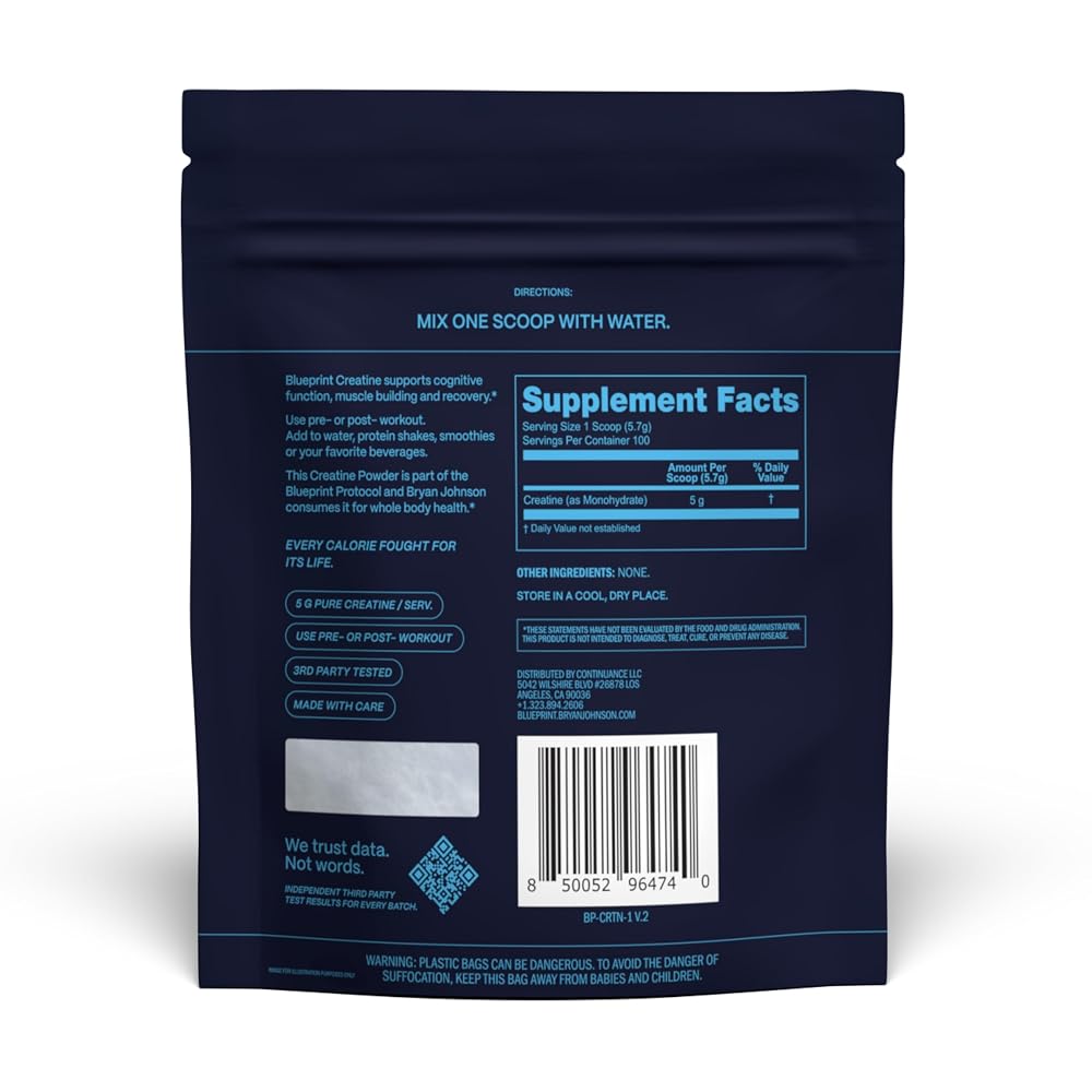Blueprint Bryan Johnson Creatine Monohydrate Powder - 100 Servings - image 2