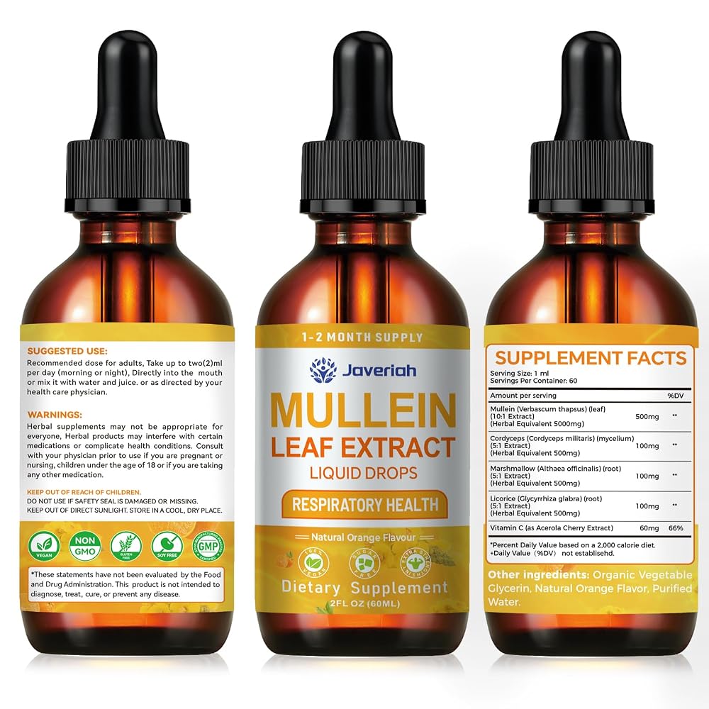 Javeriah Mullein Drops for Lungs Cleanse with Cordyceps