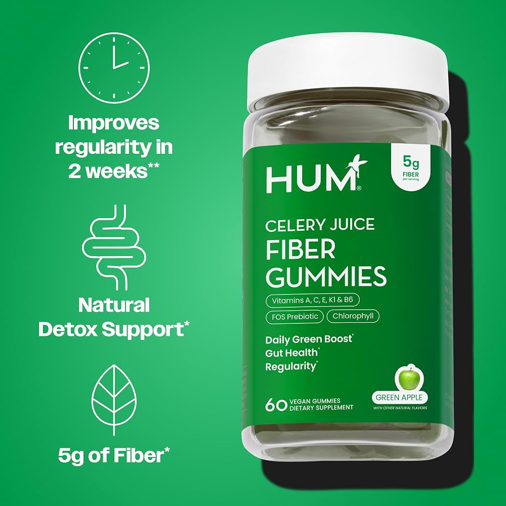 HUM Celery Juice Fiber Gummies Prebiotic Chlorophyll - 60 Count - image 3