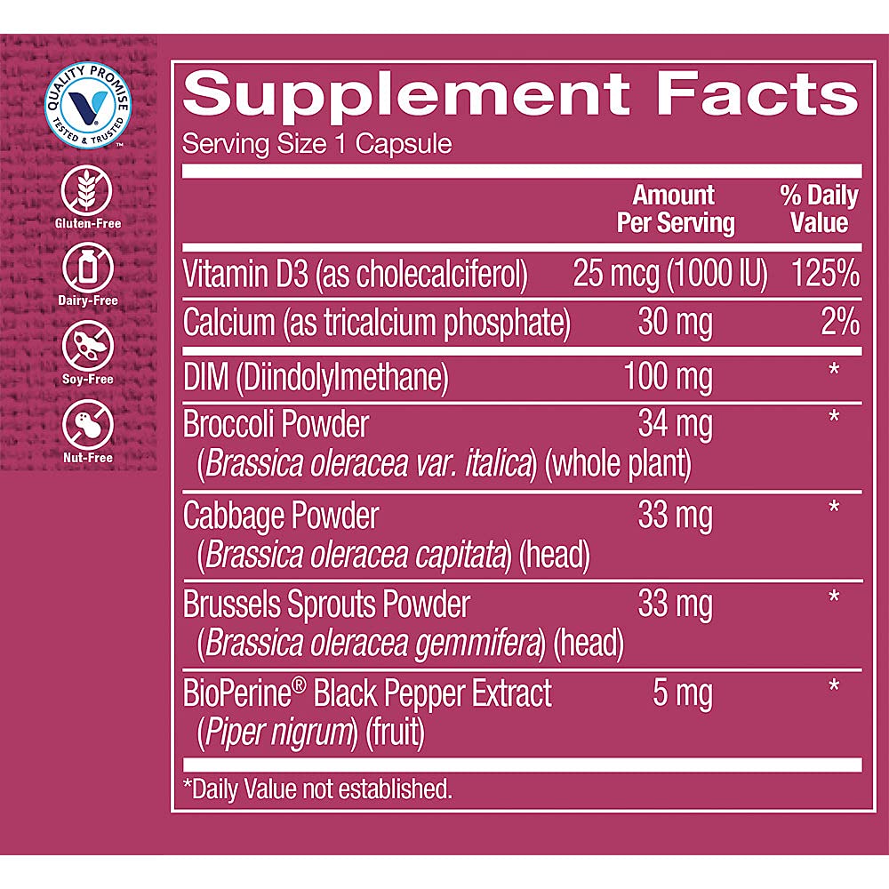 The Vitamin Shoppe DIM 100 mg with Bioperine - 60 Capsules - image 2