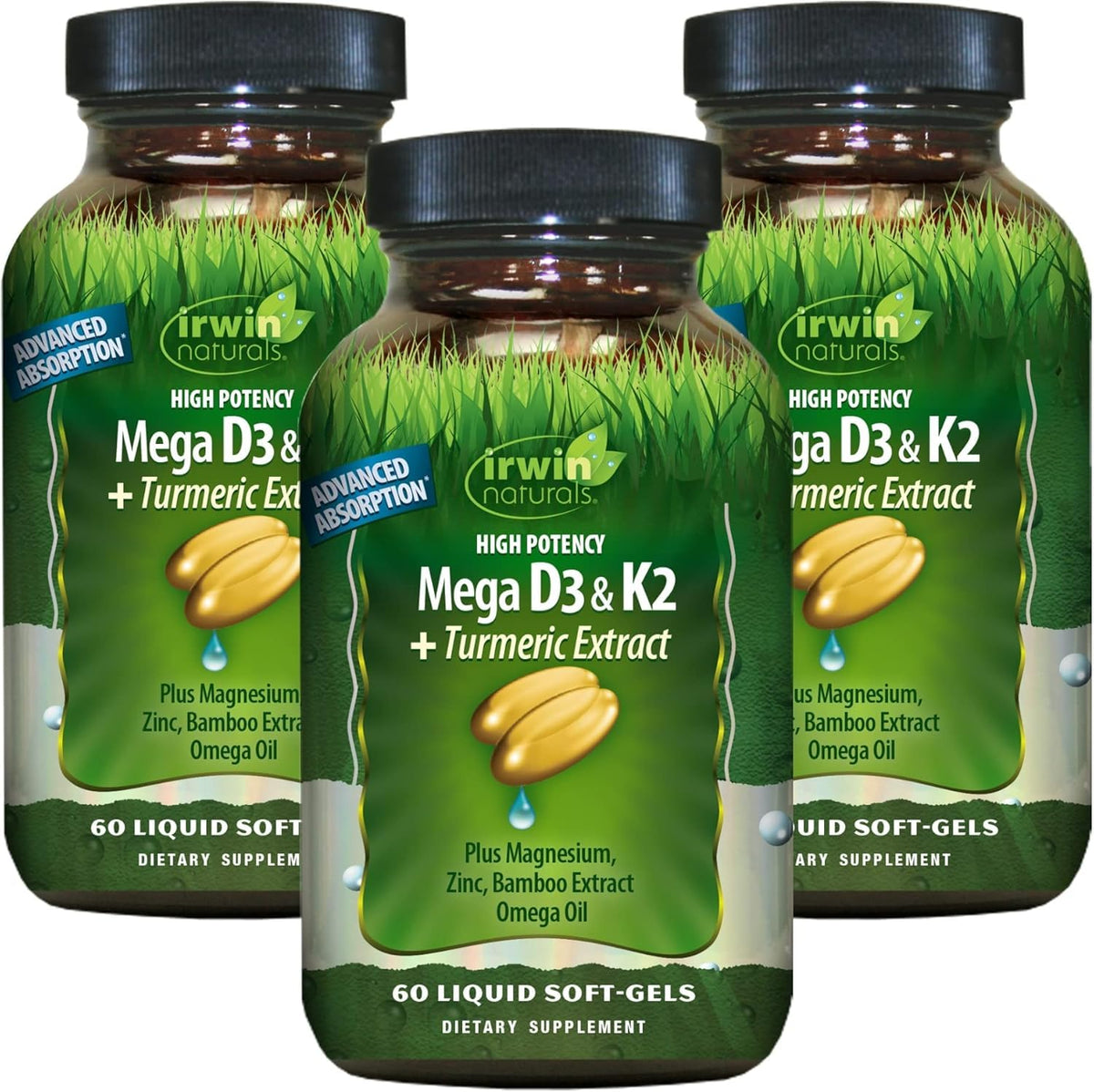 Irwin Naturals High Potency Mega D3 & K2 + Turmeric Extract