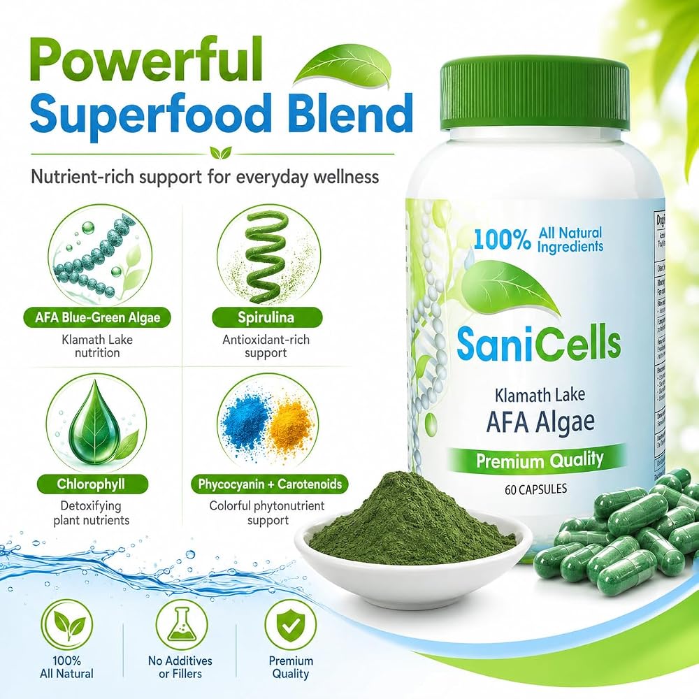 TROYA Sanicells AFA Blue-Green Algae Supplement 600mg - 90 Capsules - image 7