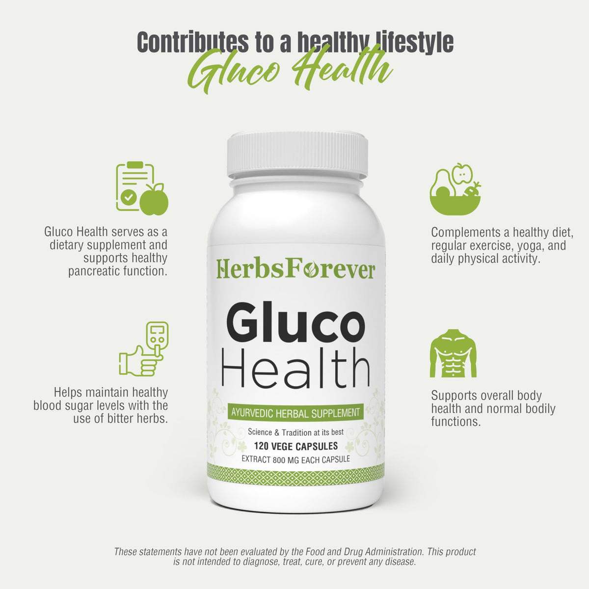 Herbsforever Gluco Health Ayurvedic Blend - 120 Vegetarian Capsules - image 2