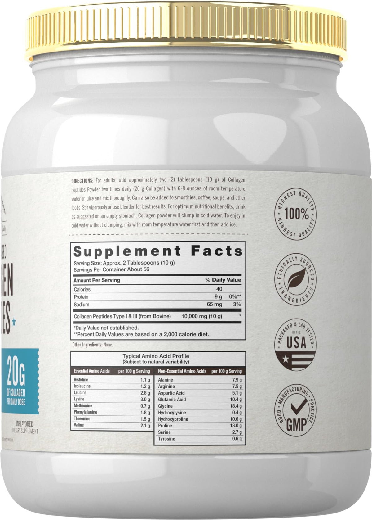 Carlyle Grass Fed Collagen Peptides Powder - 20 oz - image 2