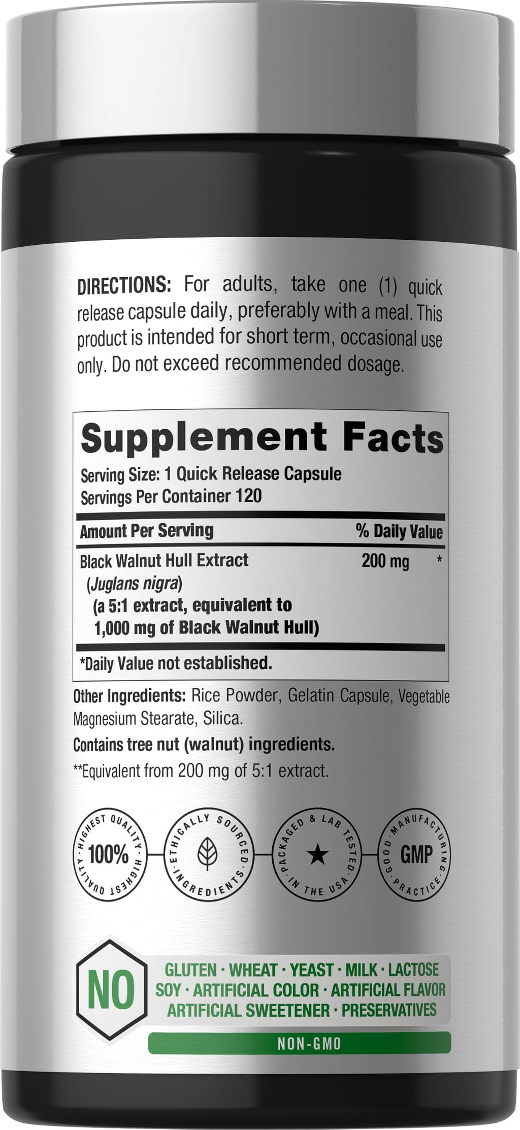 Horbäach Black Walnut Hulls Herbal Supplement - 120 Capsules - image 2