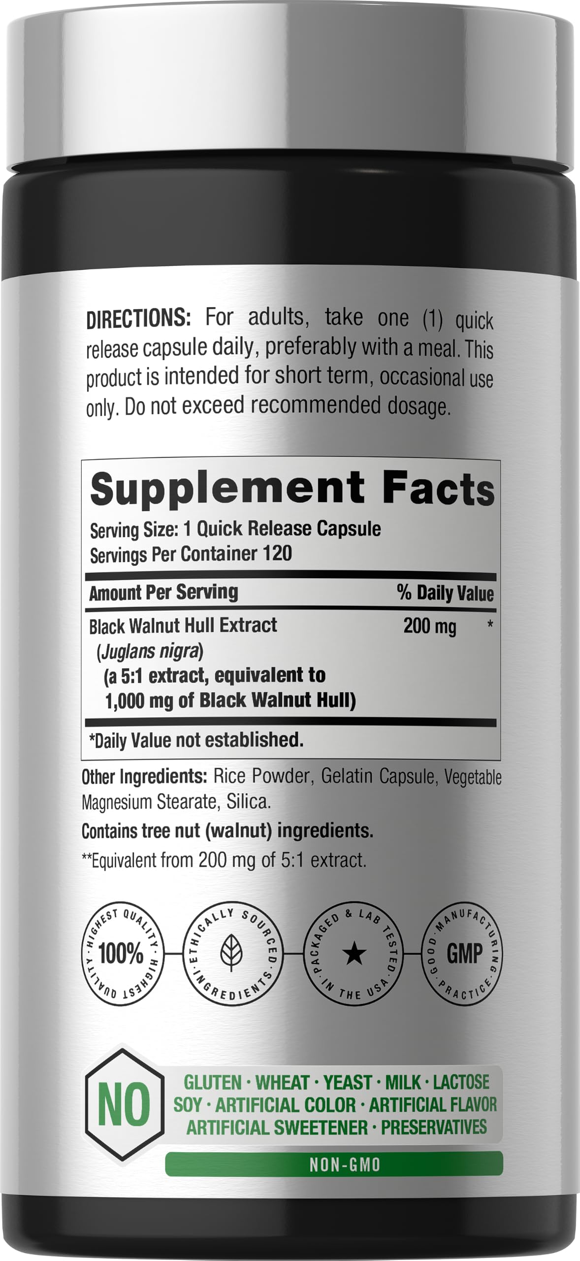 Horbäach Black Walnut Hulls Herbal Supplement - 120 Capsules - image 2
