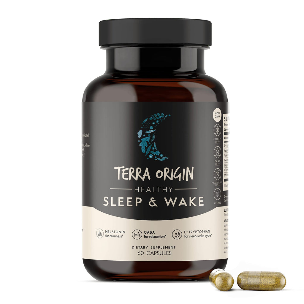 TERRA ORIGIN Healthy Sleep & Wake Natural Sleep Aid - 60 Capsules