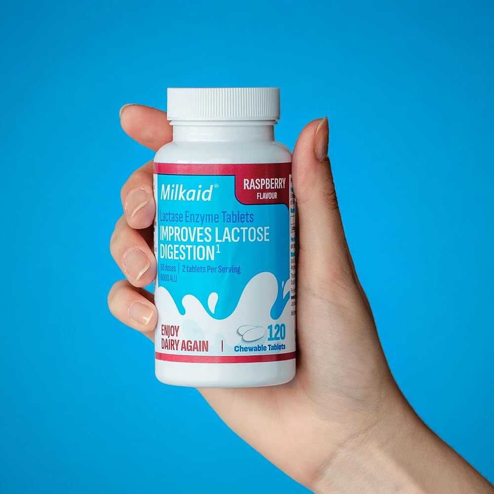 Milkaid Lactase Enzyme Chewable Tablets for Lactose Intolerance Relief