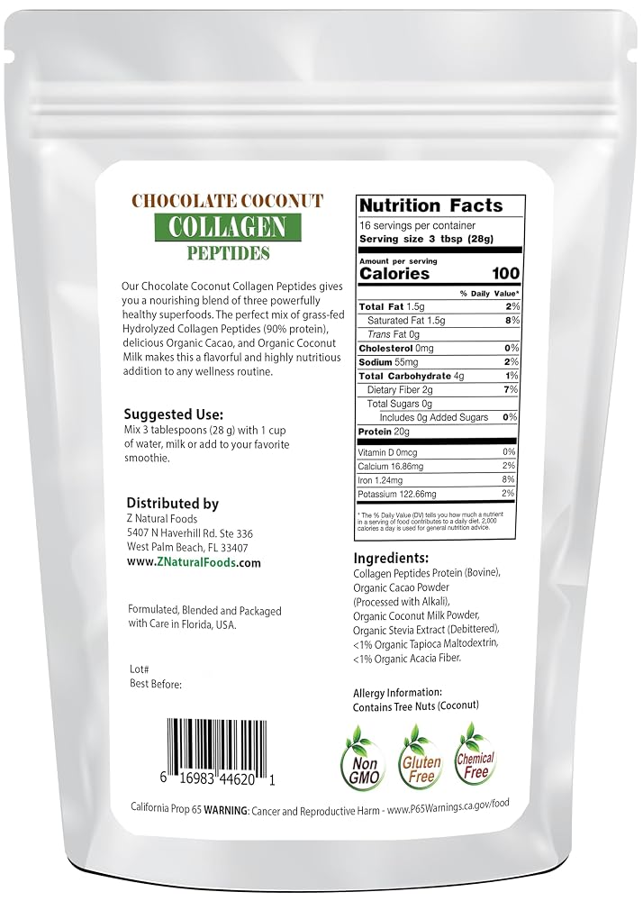 Z Natural Foods Chocolate Coconut Collagen Peptides - image 3