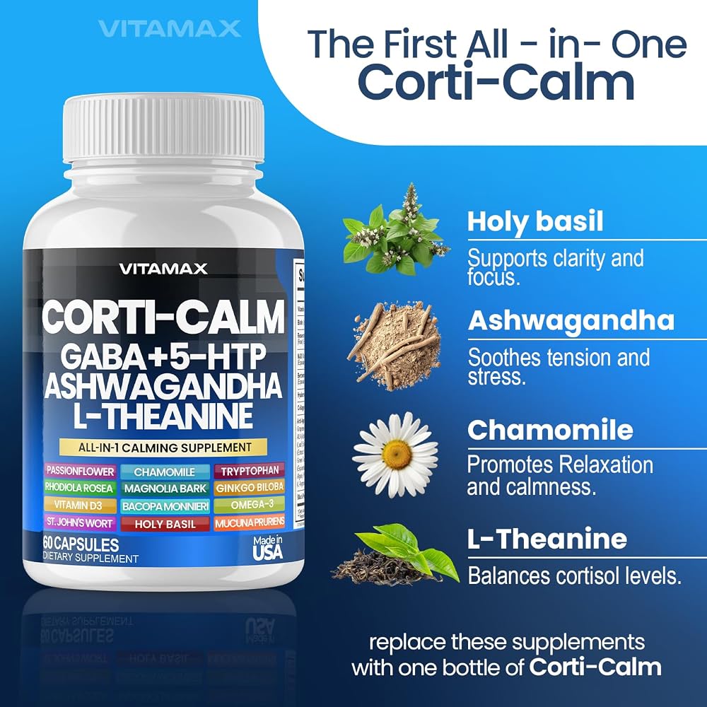 Vitamax Corti-Calm Cortisol Supplement for Relaxation - 60 Capsules - image 3