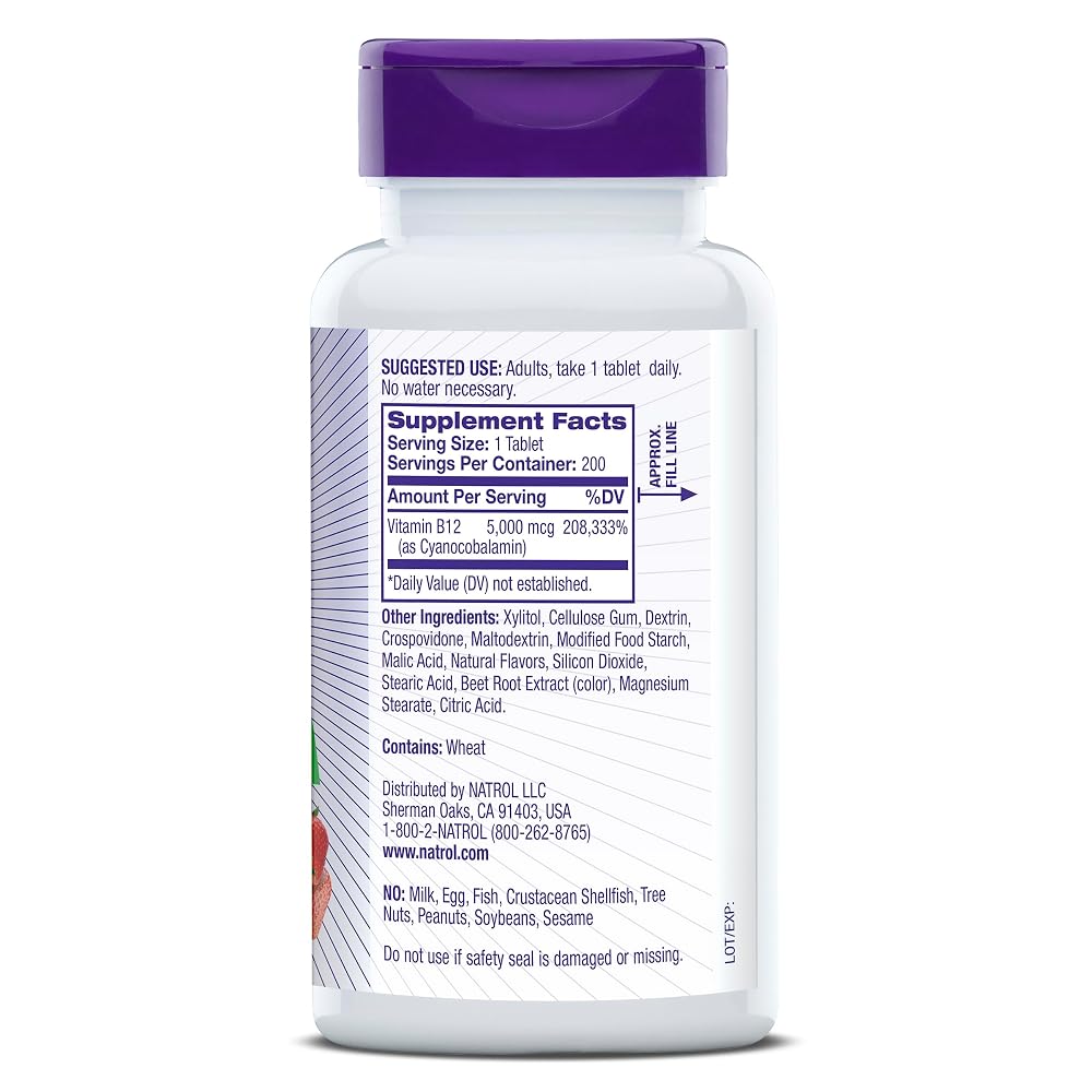 Natrol B12 5000 mcg Fast Dissolve Energy Metabolism - 200 Tablets - image 8