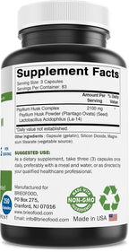 Brieofood Psyllium Husk Fiber with Acidophilus - 250 Capsules - image 8