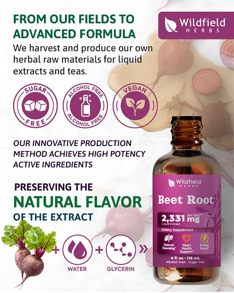 WILDFIELD HERBS Beet Root Liquid Extract Drops Circulation Support - 4 Fl Oz - image 4