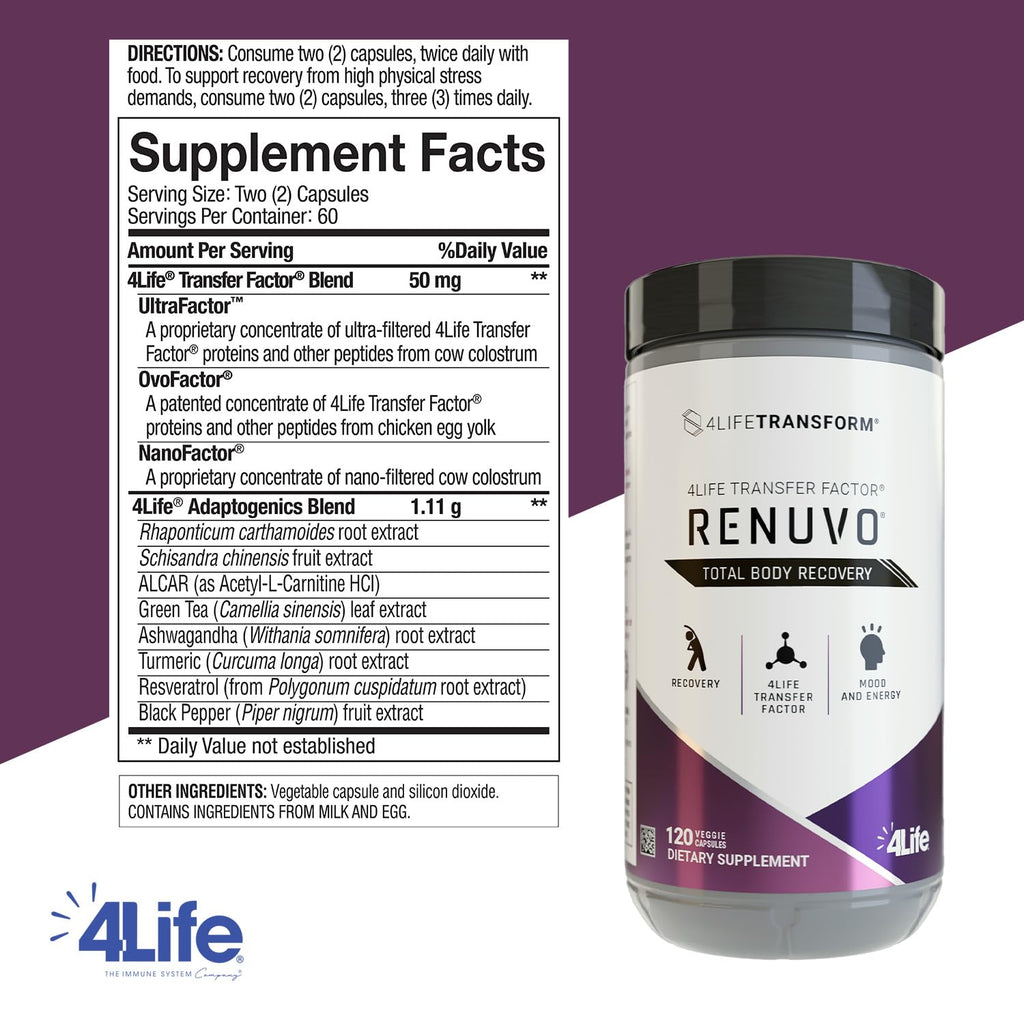 4Life Transfer Factor Renuvo Ashwagandha Turmeric - 120 Capsules - image 2