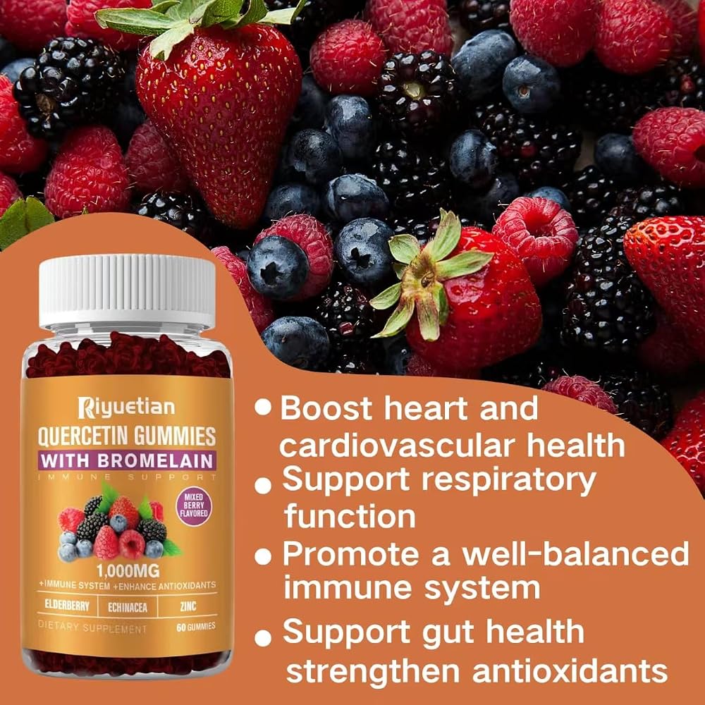 Riyuetian Quercetin with Bromelain, Zinc & Vitamin C - 60 Gummies - image 2