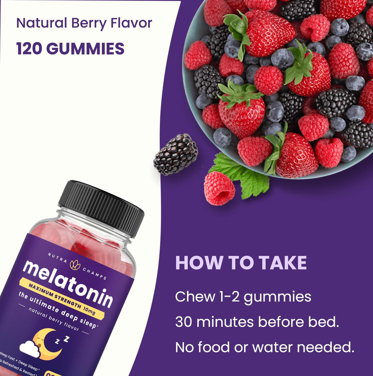 NutraChamps Melatonin Gummies for Adults Extra Strength