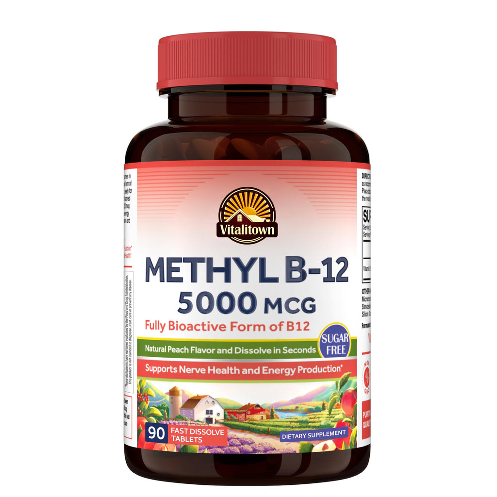 Vitalitown Vitamin B12 Methyl B12 5000 mcg Energy Support - 90 Tablets