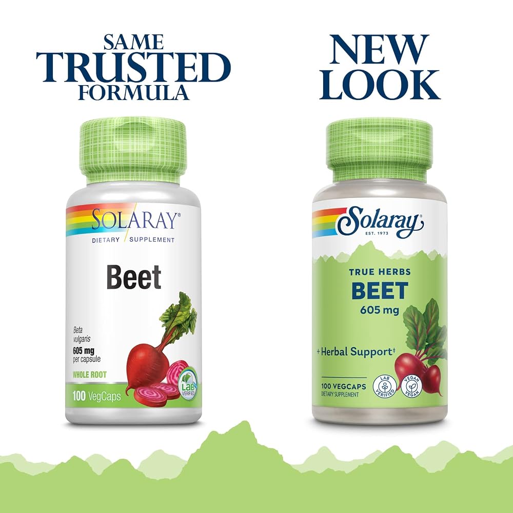 SOLARAY Beet Root 605mg Cardiovascular & Athletic Support - 200 Capsules - image 2