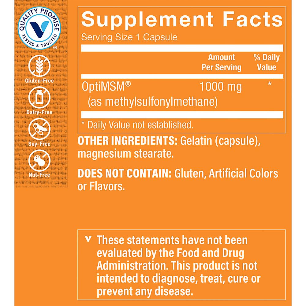 The Vitamin Shoppe MSM 1000 mg Joint Support - 240 Capsules - image 2
