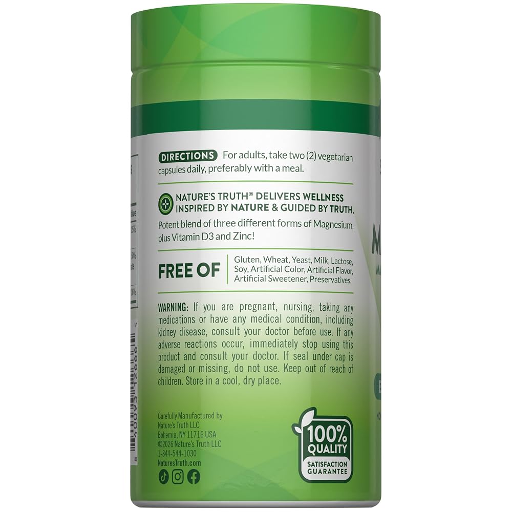 Nature's Truth Triple Magnesium Complex - 60 Vegetarian Capsules - image 7