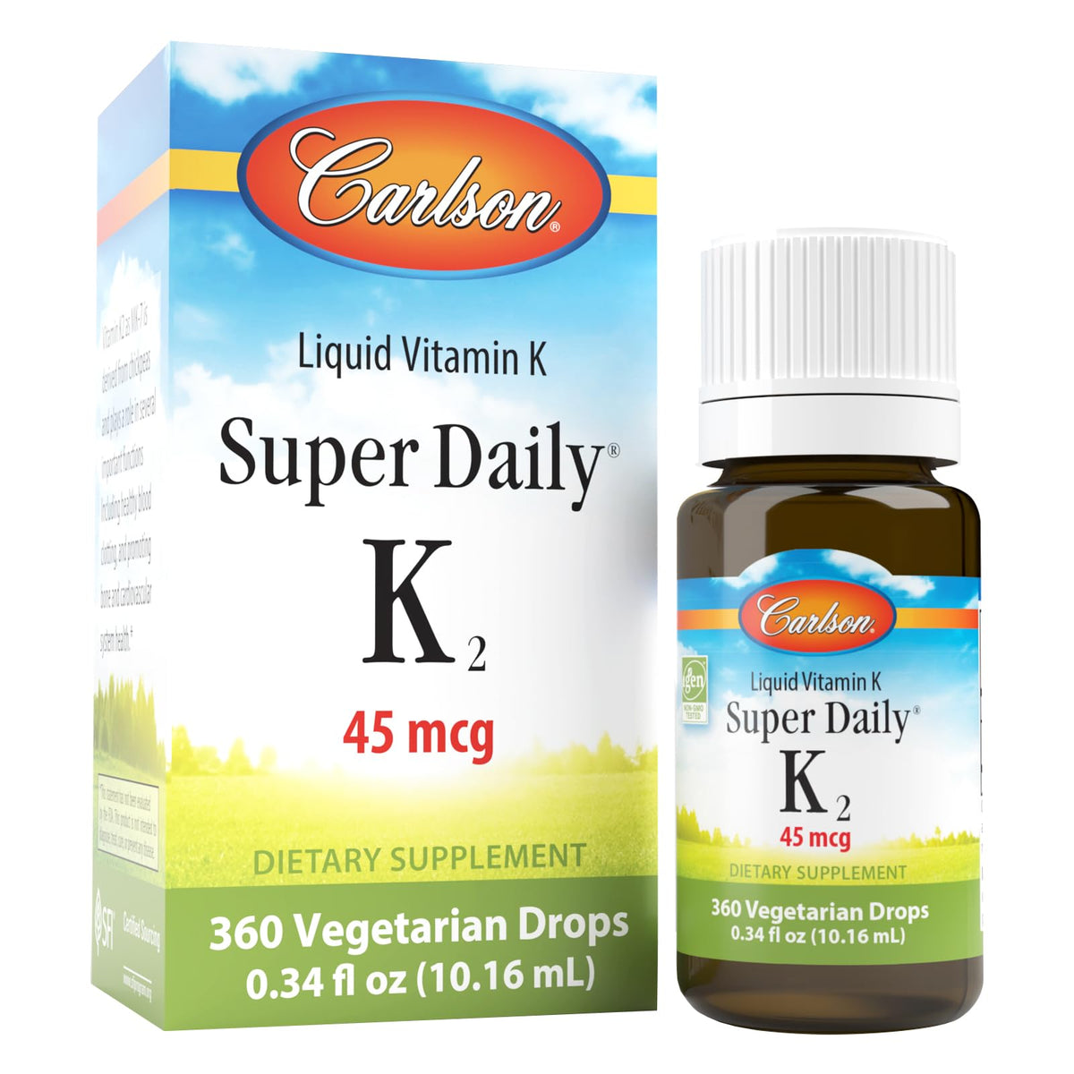 Carlson Super Daily K2 45 mcg Liquid Vitamin K - 360 Drops