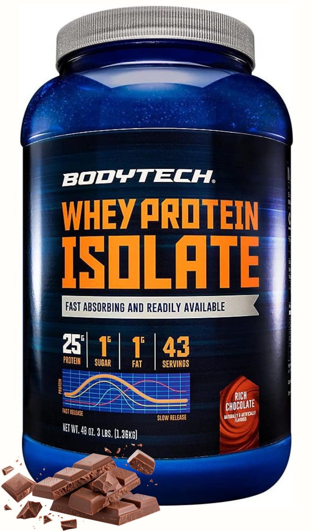 BodyTech Whey Protein Isolate Powder Rich Chocolate - 43 Servings