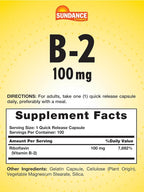 Sundance Vitamin B-2 100mg - 100 Capsules - image 2