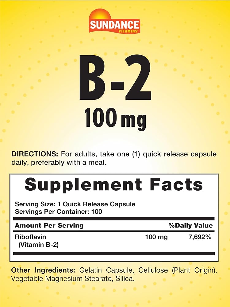 Sundance Vitamin B-2 100mg - 100 Capsules - image 2