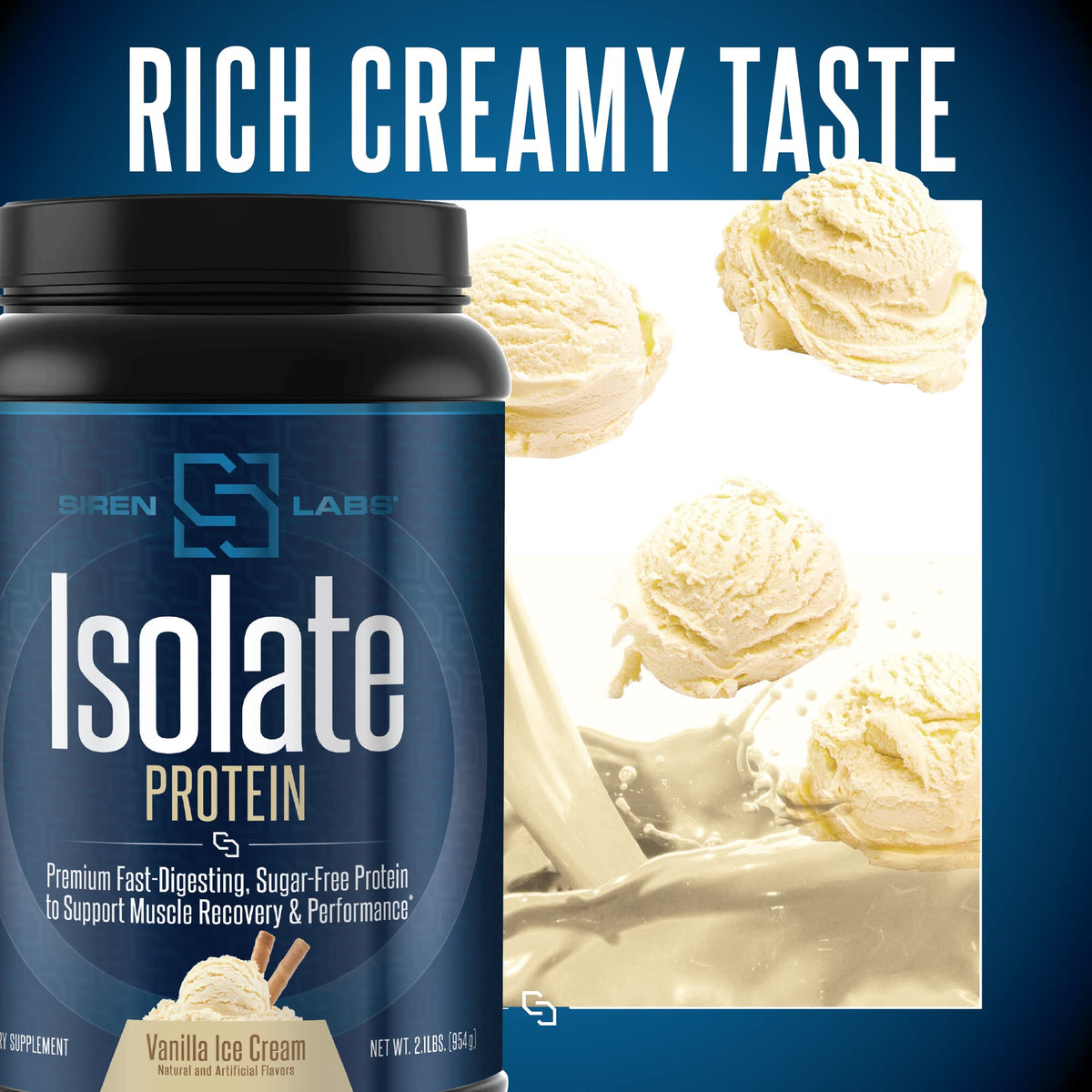 SIRENLABS Isolate Premium Whey Protein Vanilla Ice Cream - 30 Servings - image 8