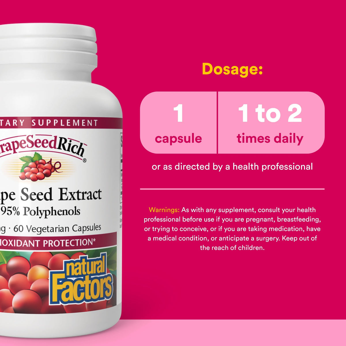 Natural Factors Grape Seed Extract 100 mg - 60 Vegetarian Capsules - image 3