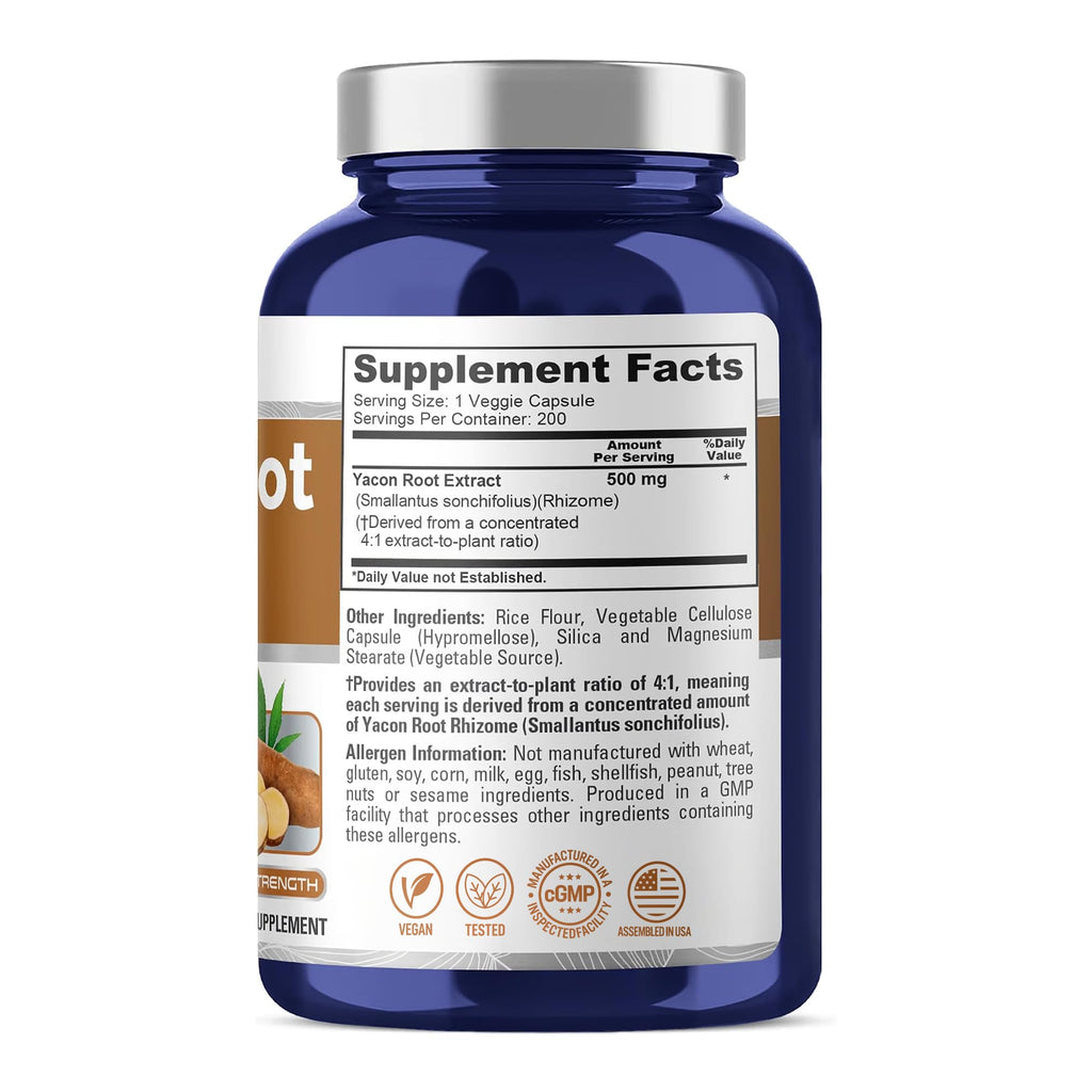 NusaPure Yacon Root 500mg Vegan - 200 Vegetarian Capsules - image 3