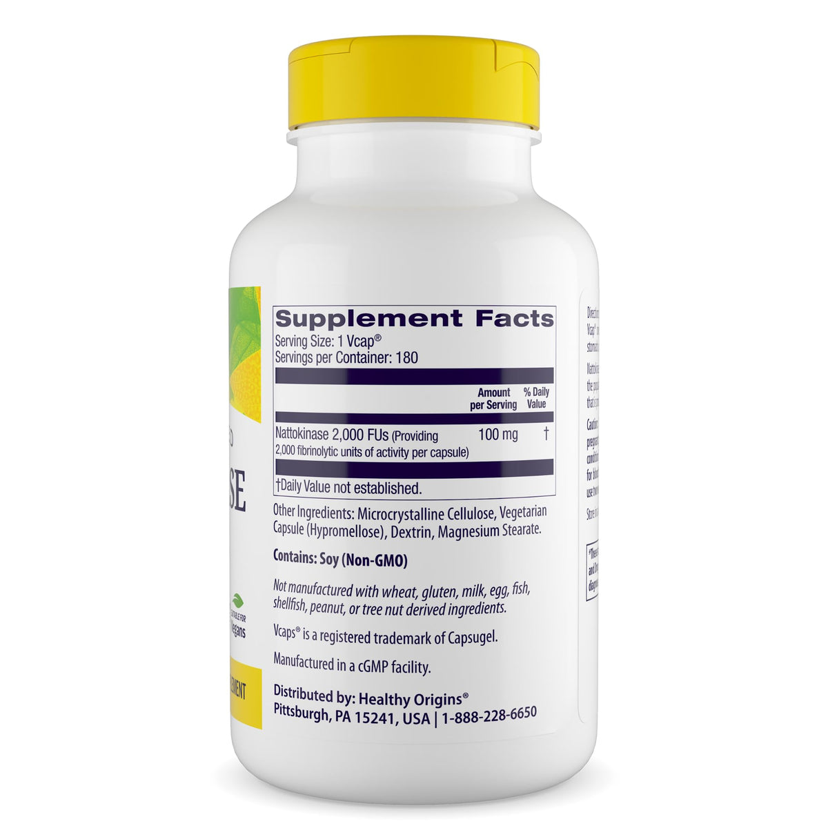Healthy Origins Nattokinase 2000 FUs Enzyme - 180 Vegetarian Capsules - image 2
