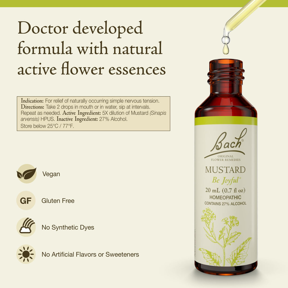 Bach Flower Remedies Mustard Essence for Joyful Mood - 20mL - image 2