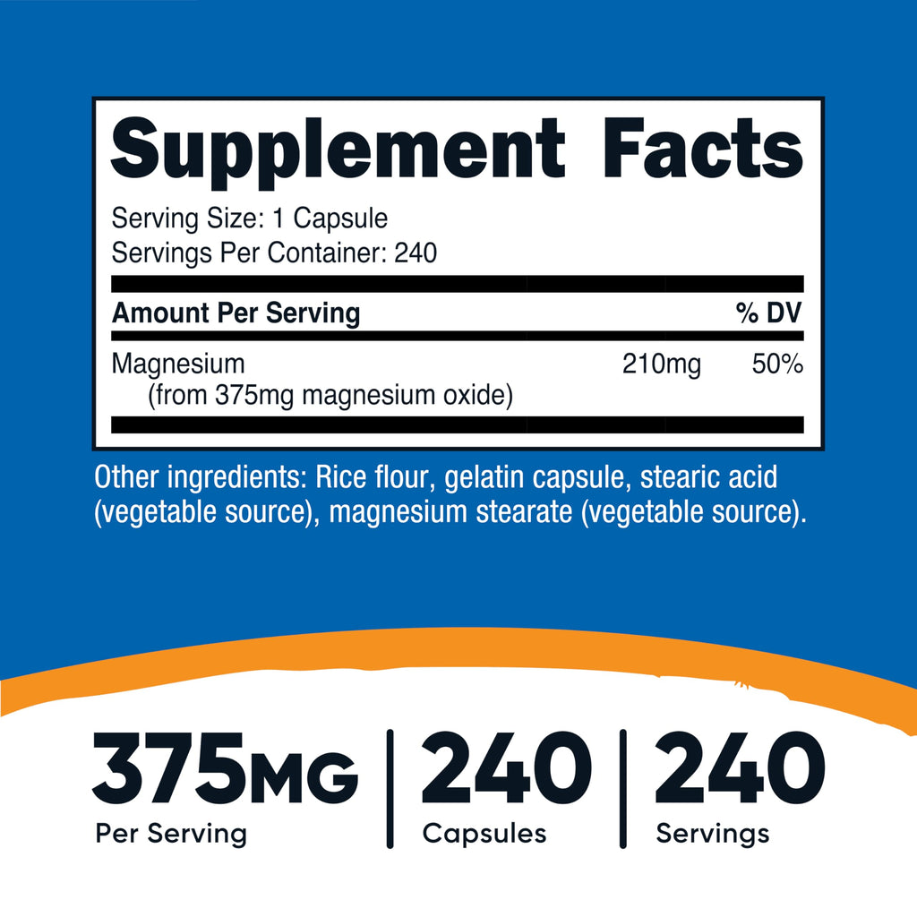 Nutricost Magnesium Oxide 210mg - 240 Capsules - image 2