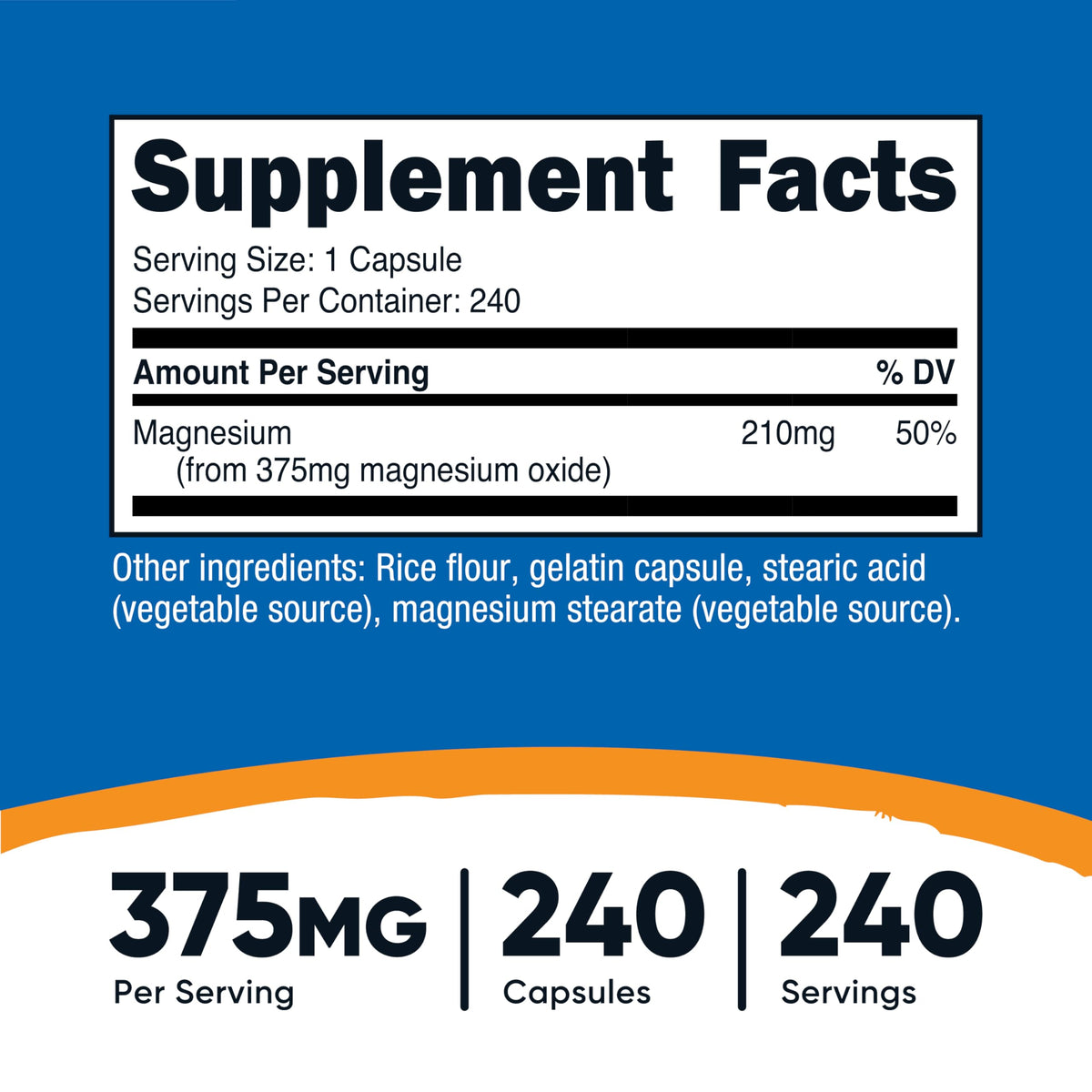 Nutricost Magnesium Oxide 210mg - 240 Capsules - image 2