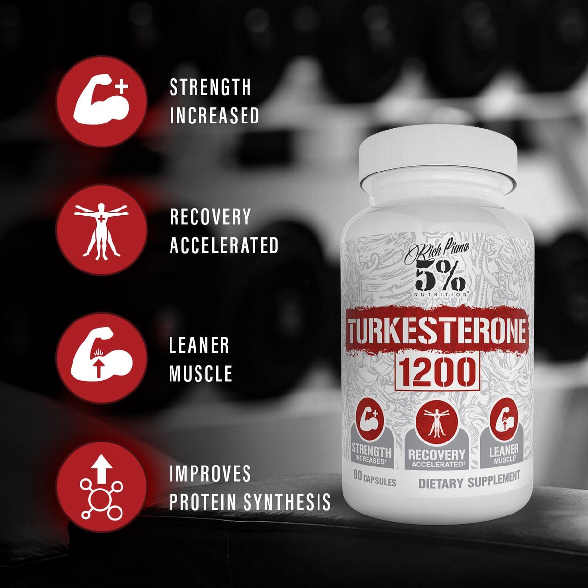 5% Nutrition Turkesterone 1200mg Muscle Builder - 120 Capsules - image 2