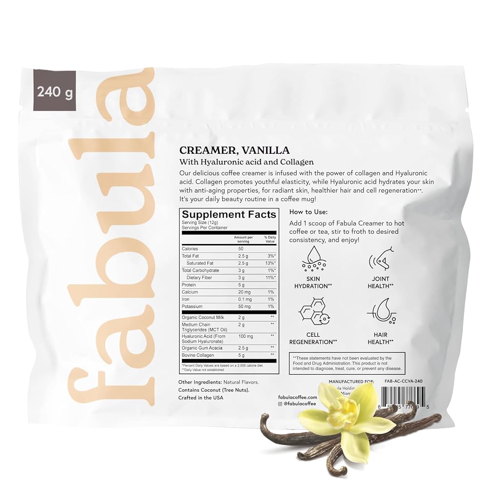 Fabula Collagen Creamer for Coffee with Hyaluronic Acid - 8.5 Oz - image 2