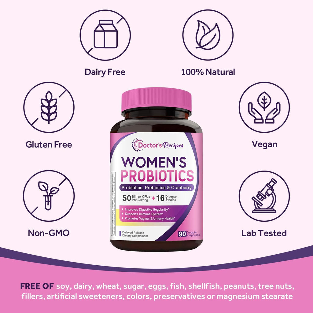 Doctor's Recipes Women's Probiotic 50 Billion CFU 16 Strains