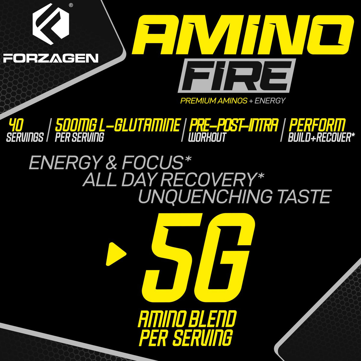 Forzagen Amino Fire 40 Servings, Energy Blend with BCAAS